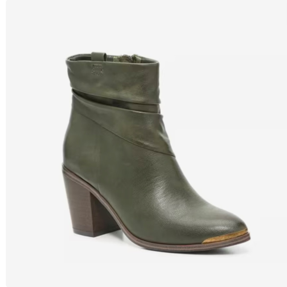 DSW Olive Ankle Boots with Brown Heel
